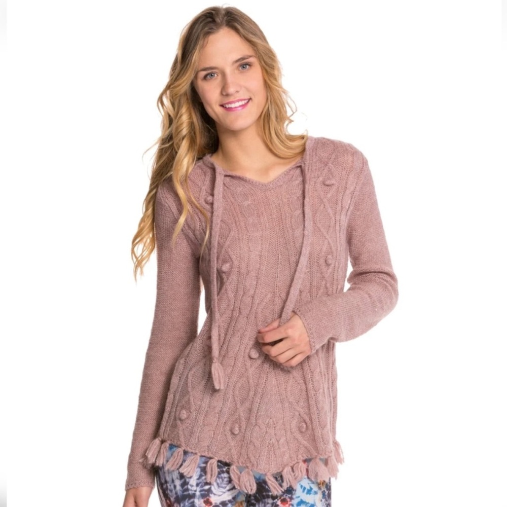 PRANA Shelby Poncho Knit Fringe Long Sleeve Sweater Top | Size S